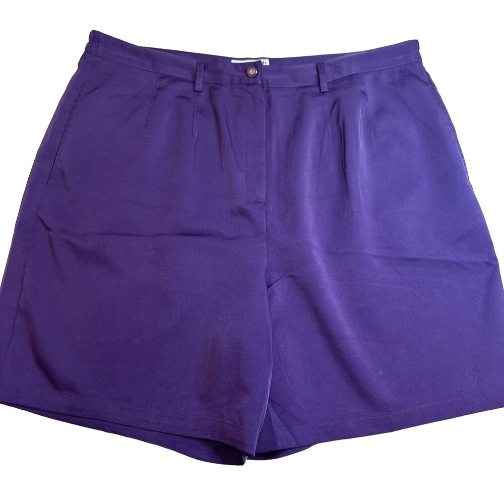 Coral Bay Golf Shorts Womens 18W Purple Zip Up Side Elastic Waist Golf Active